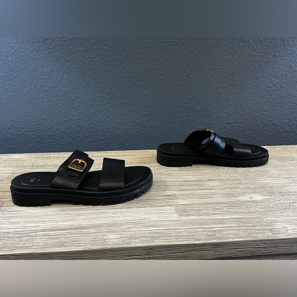 Zara Black Chunky Sole Sandals - Picture 4 of 9